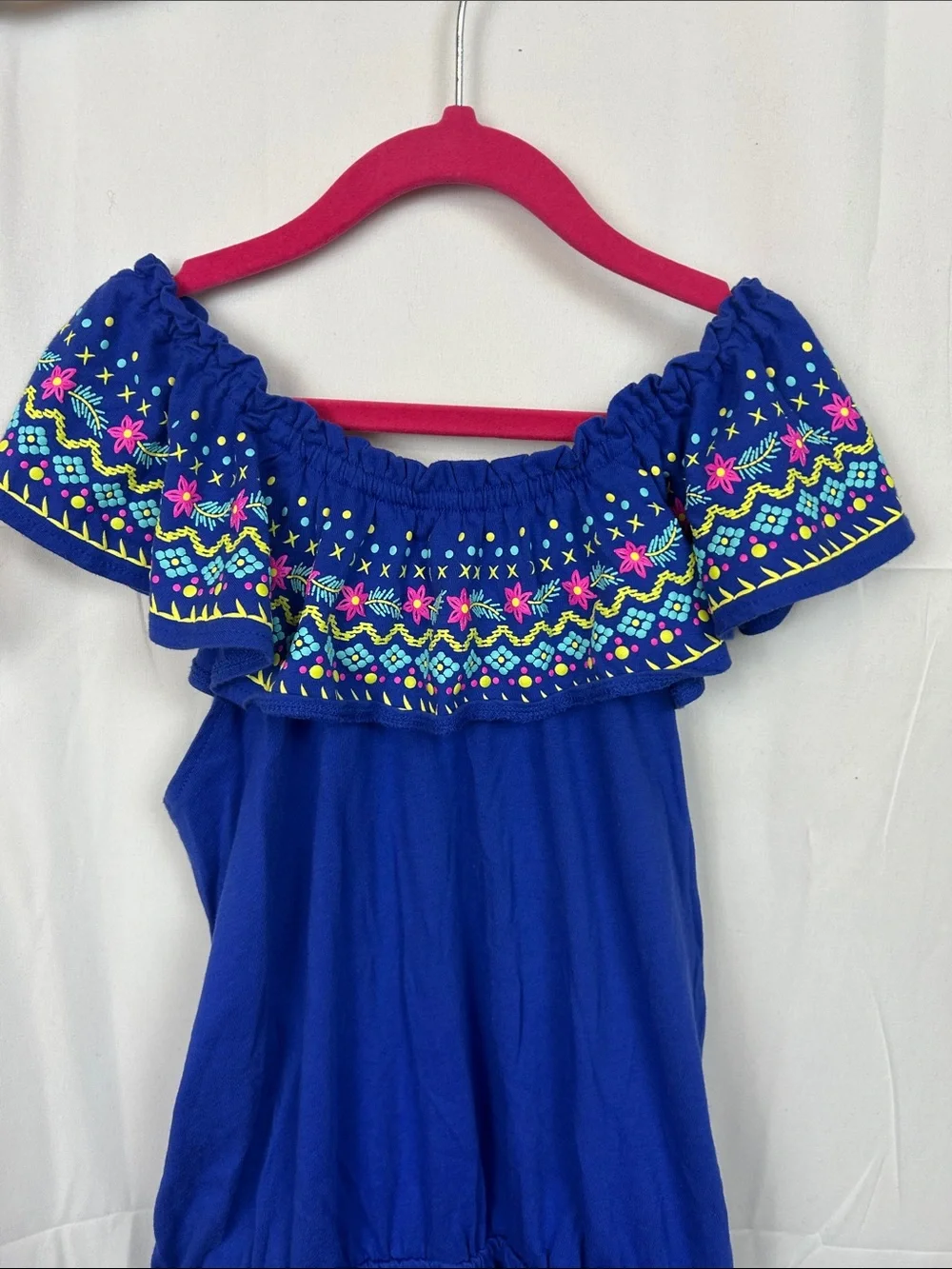 Girls Pink Denim Short Overalls and Embroidered Indigo Romper